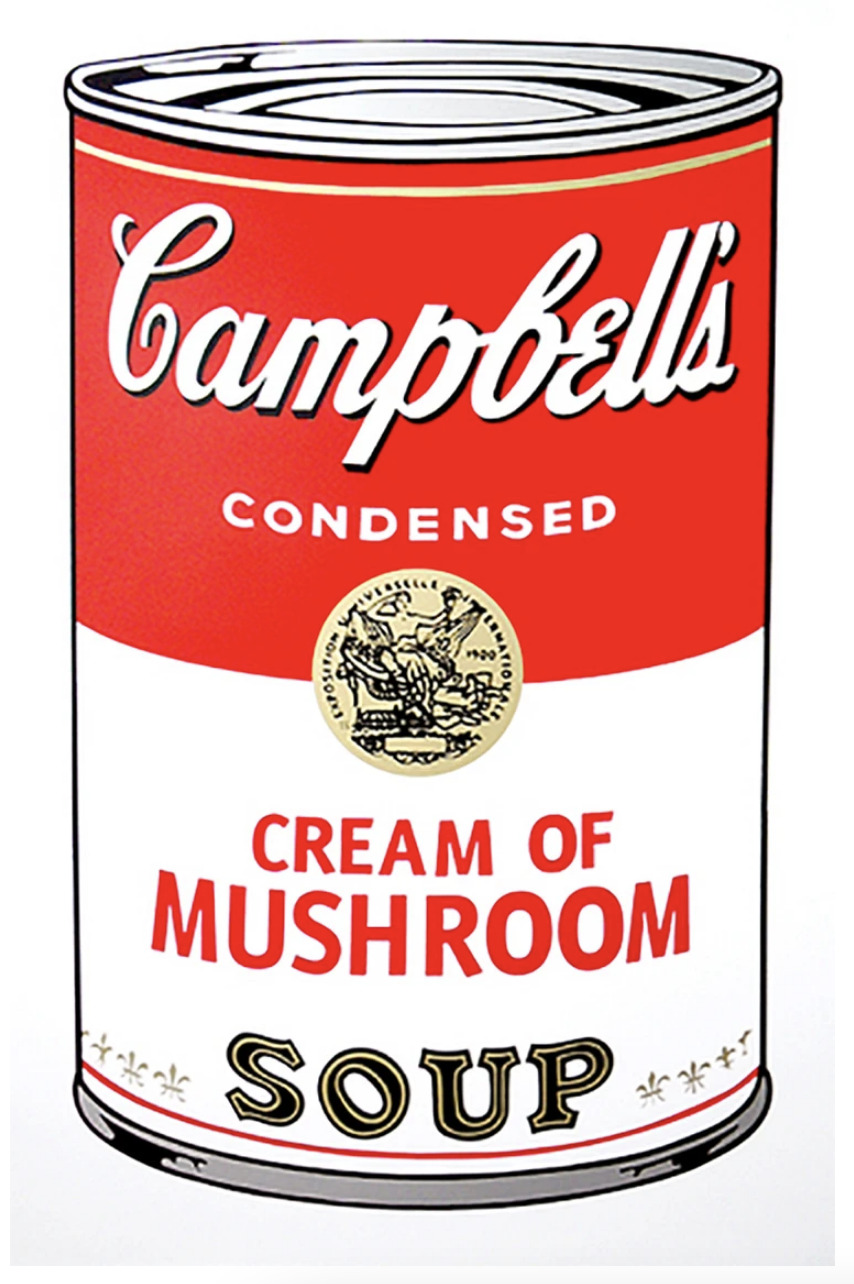 Campbell’s Soup Can: Cream of Mushroom by Andy Warhol