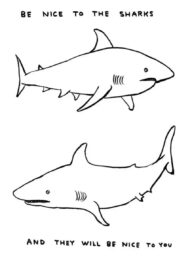 Untitled (Be Nice To The Sharks) by David Shrigley at Dovehouse Contemporary