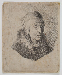 Woman with a High Headdress Wrapped Around the Chin : Bust by Harmensz van Rijn Rembrandt at Sarah Sauvin