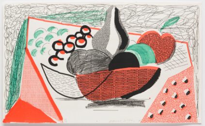 Apples, Pears and Grapes, May 1986 by David Hockney at Leslie Sacks Gallery