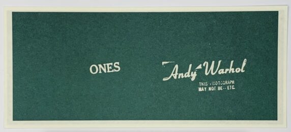 Warhol Art Cash (Ones) by Andy Warhol at Dovehouse Contemporary