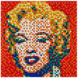 Rubik Shot Red Marilyn NVDR1-4 by Invader at Dovehouse Contemporary