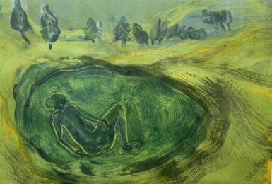 Woman Waiting, Green by Deborah Freedman at VanDeb Editions