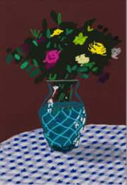 21st March 2021, Purple and Yellow Flowers in a Vase by David Hockney at Robin Rosenberg Fine Art