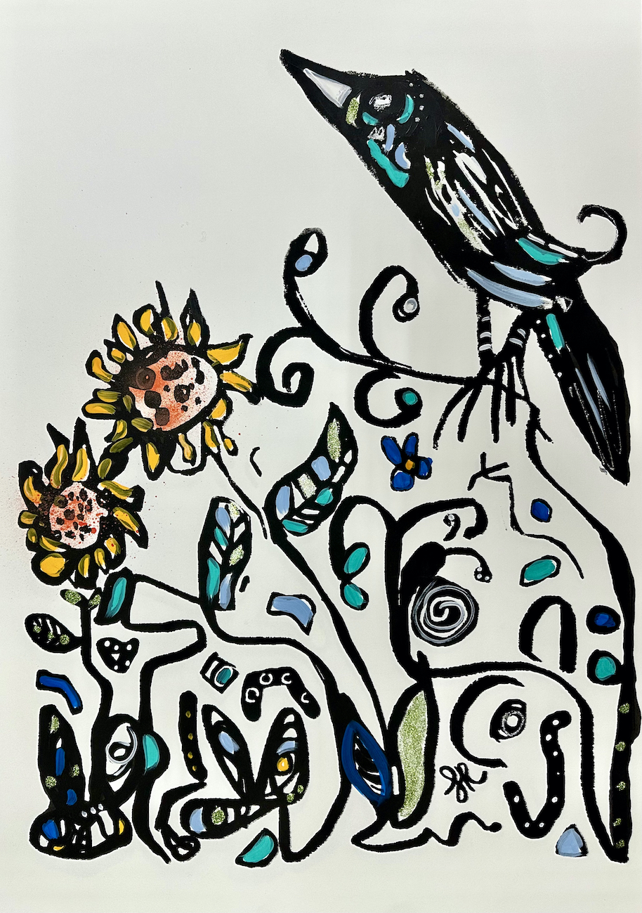All Of A Flutter – Teal & Blue by Samantha Redfern