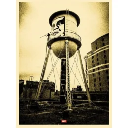 Covert To Overt – Water Tower (Gold) by Shepard Fairey at Dovehouse Contemporary