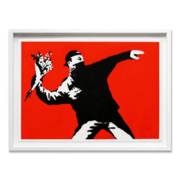Love is in the Air by Banksy at Taglialatella Galleries
