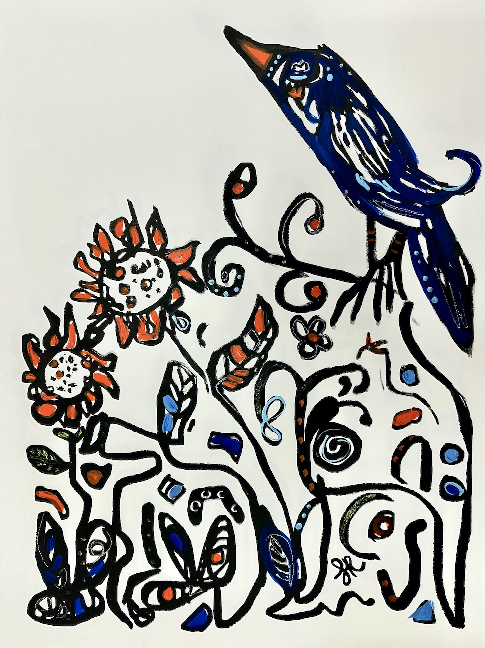 All Of A Flutter – Blue & Orange by Samantha Redfern