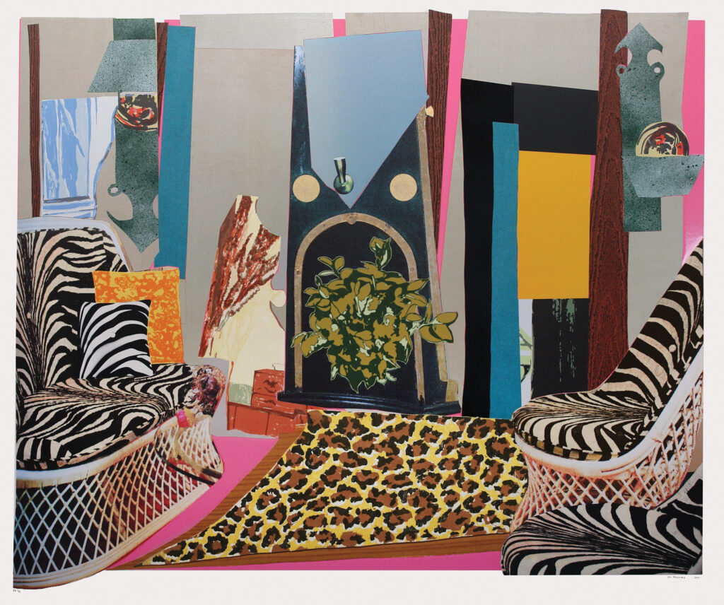 Interior: Zebra With Two Chairs And Funky Fur by Mickalene Thomas Tandem Press