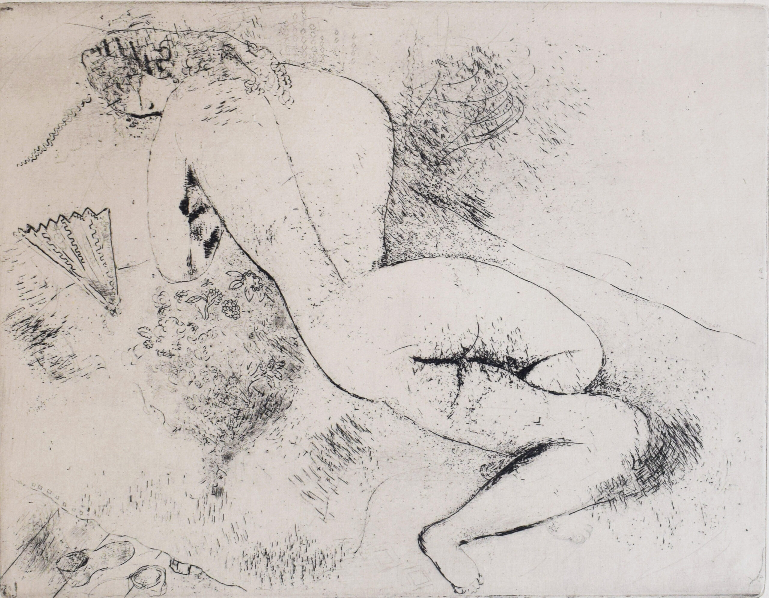 Nude with a Fan | Nu à l’eventail by Marc Chagall