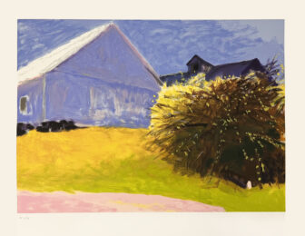Barn and Forsythia III by Wolf Kahn at Lincoln Center Editions