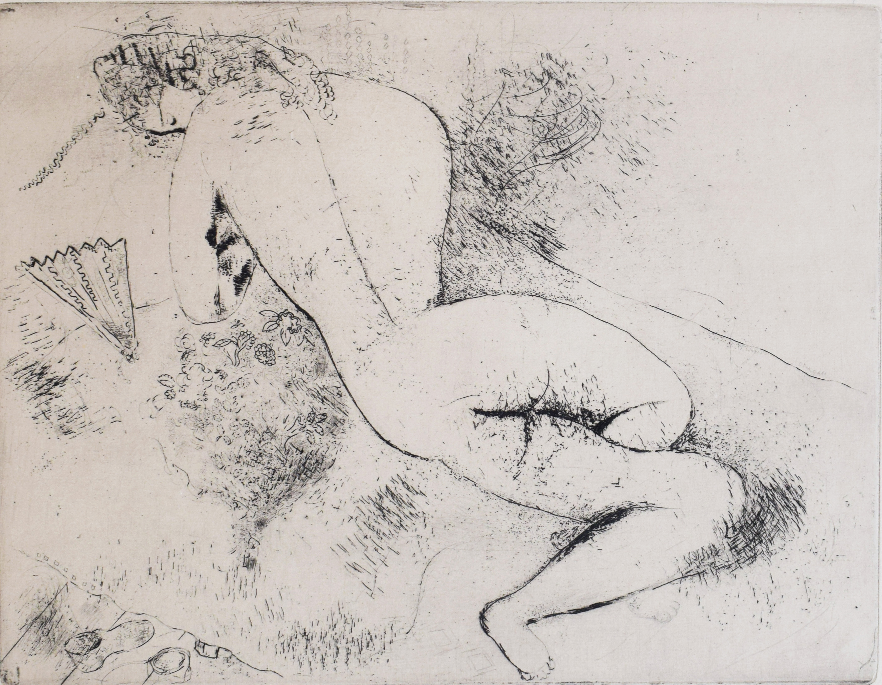 Nude with a Fan | Nu à l’eventail by Marc Chagall