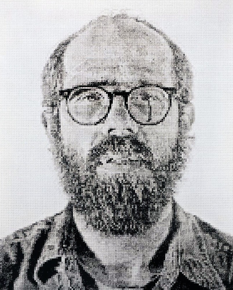 Self Portrait/ White Ink by Chuck Close