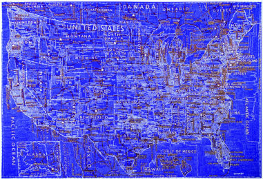 The United States (Blue) by Paula Scher at Jim Kempner Fine Art