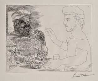 Deux Buveurs Catalans from La Suite Vollard by Pablo Picasso at Isselbacher Gallery