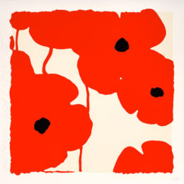 Red and White Poppies (September 7, 2022) by Donald Sultan at Maune Contemporary