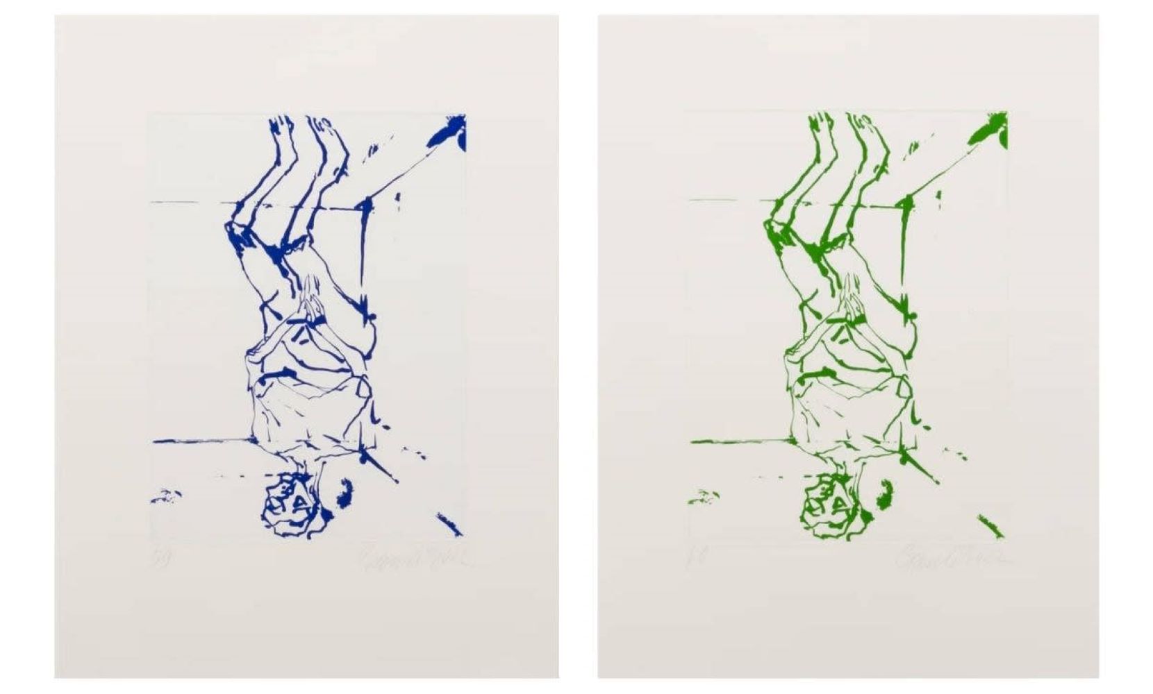Serpentine – Blue And Green (Set of 2) by Georg Baselitz