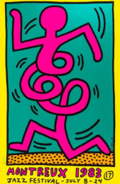 1983 Montreux Jazz Festival Screenprint – Yellow by Keith Haring at Clifton Gallery