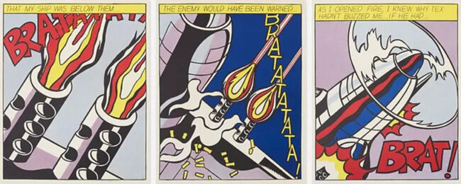 As I Opened Fire Triptych by Roy Lichtenstein at Clifton Gallery