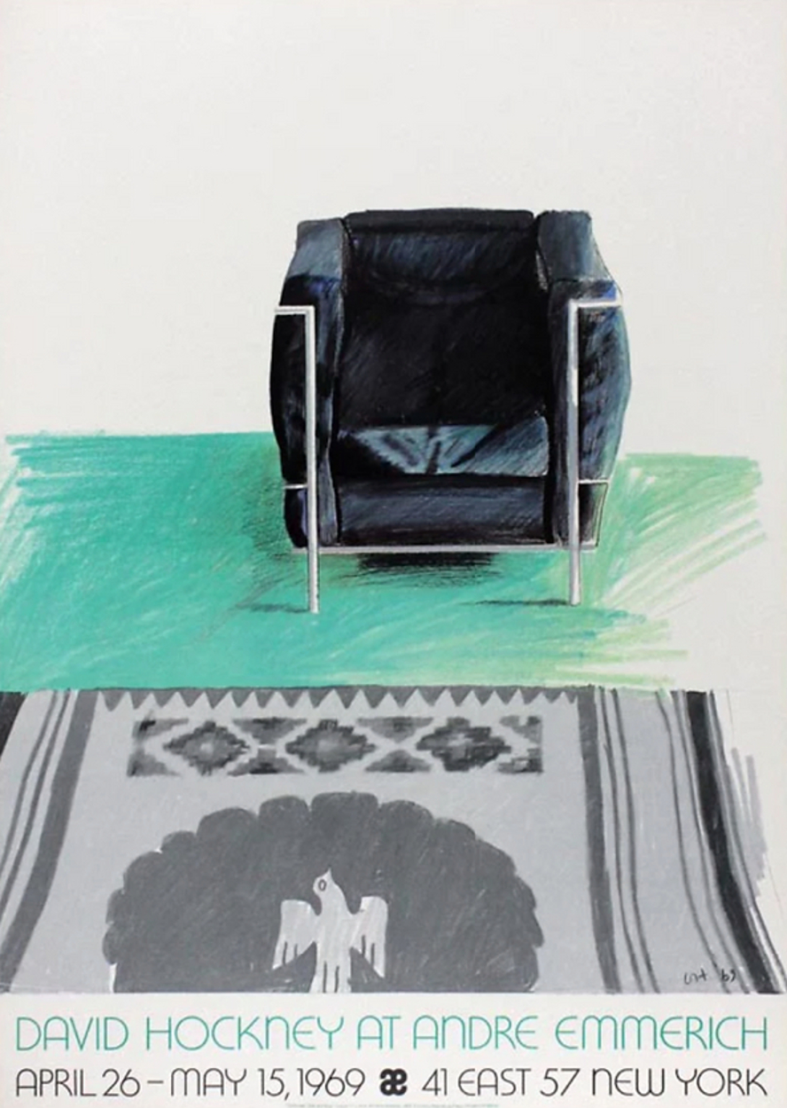 Corbusier Chair and Rug by David Hockney