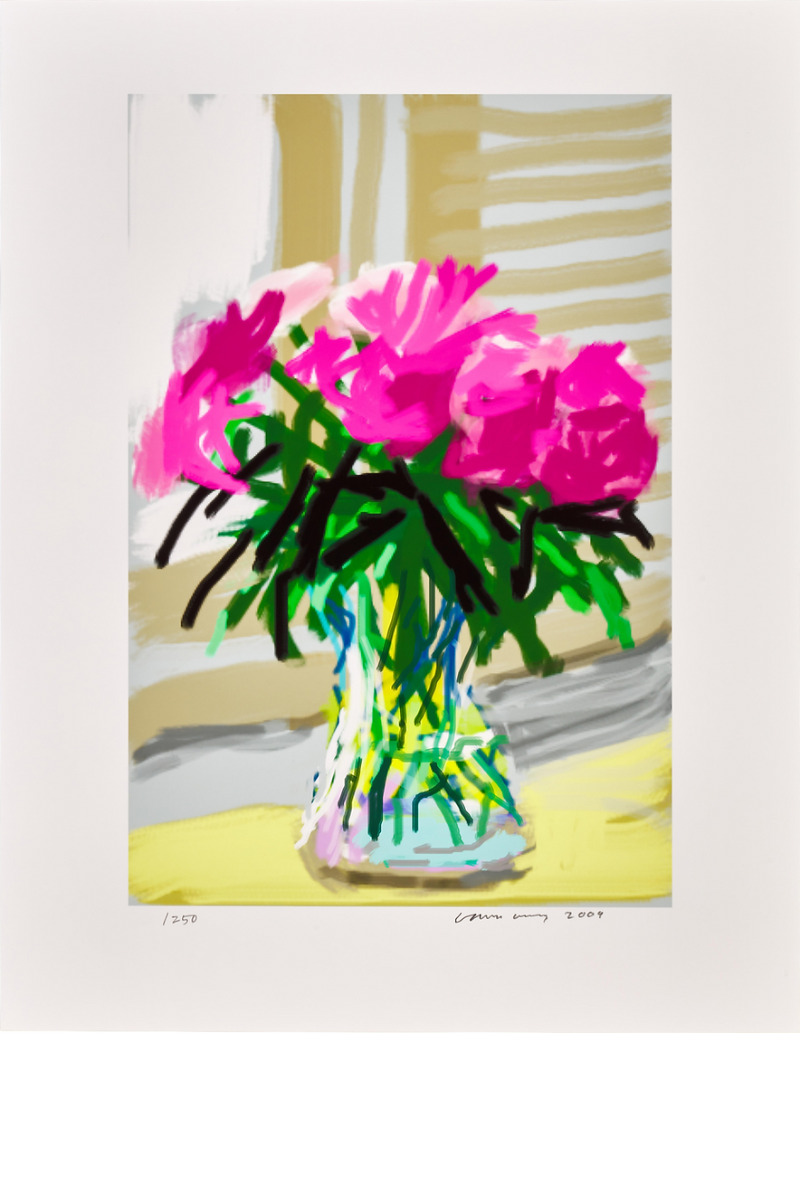 Peonies No. 535 iPhone Drawing from the My Window Series by David Hockney