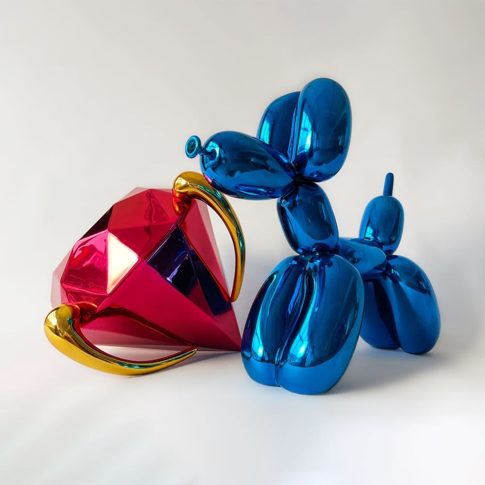 Set: Balloon Dog (Blue), 2021 and Diamond (Red) by Jeff Koons