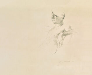 John Unique Pencil Drawing by David Hockney at Clifton Gallery