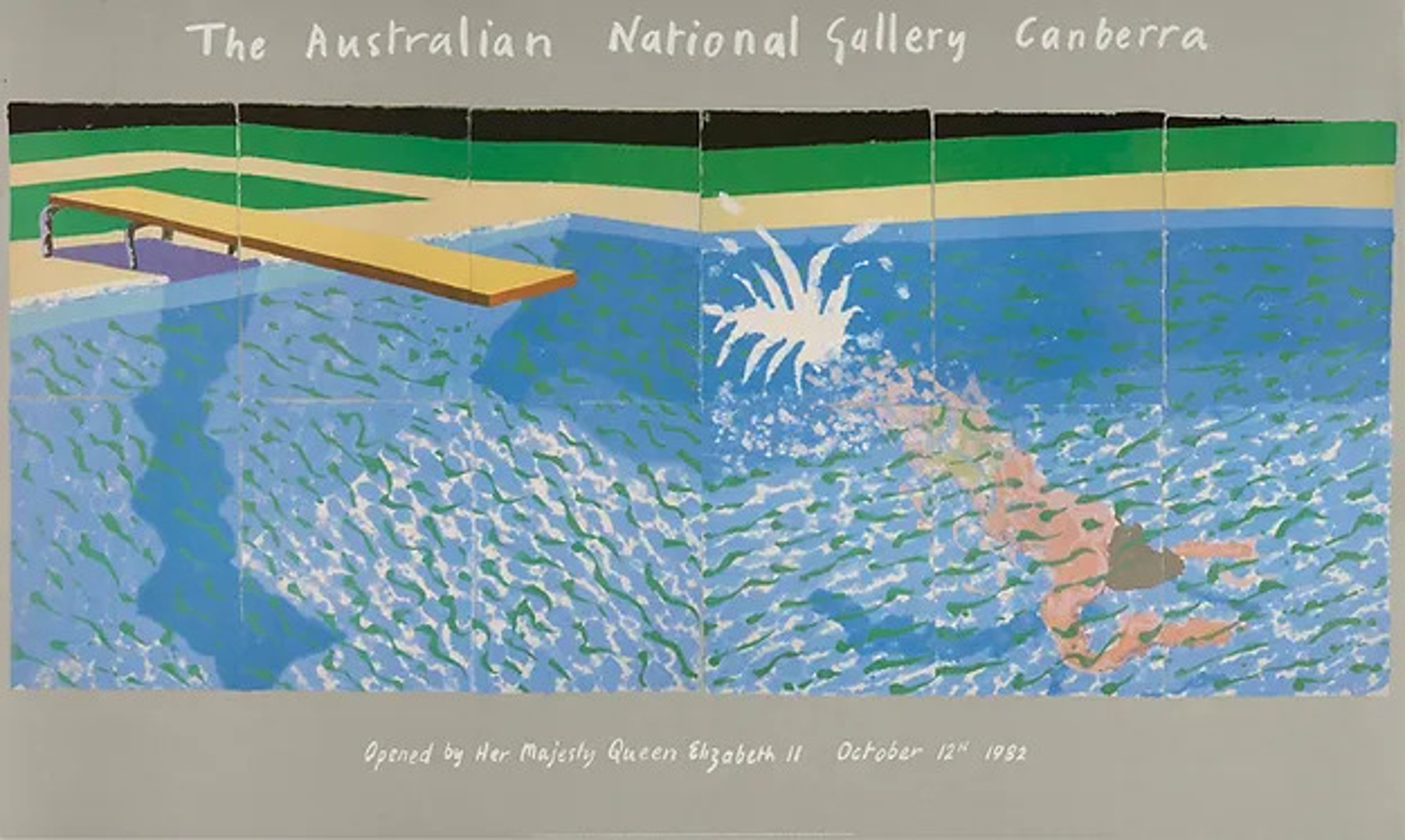 1982 The Diver Paper Pool Australian National Gallery Poster by David Hockney