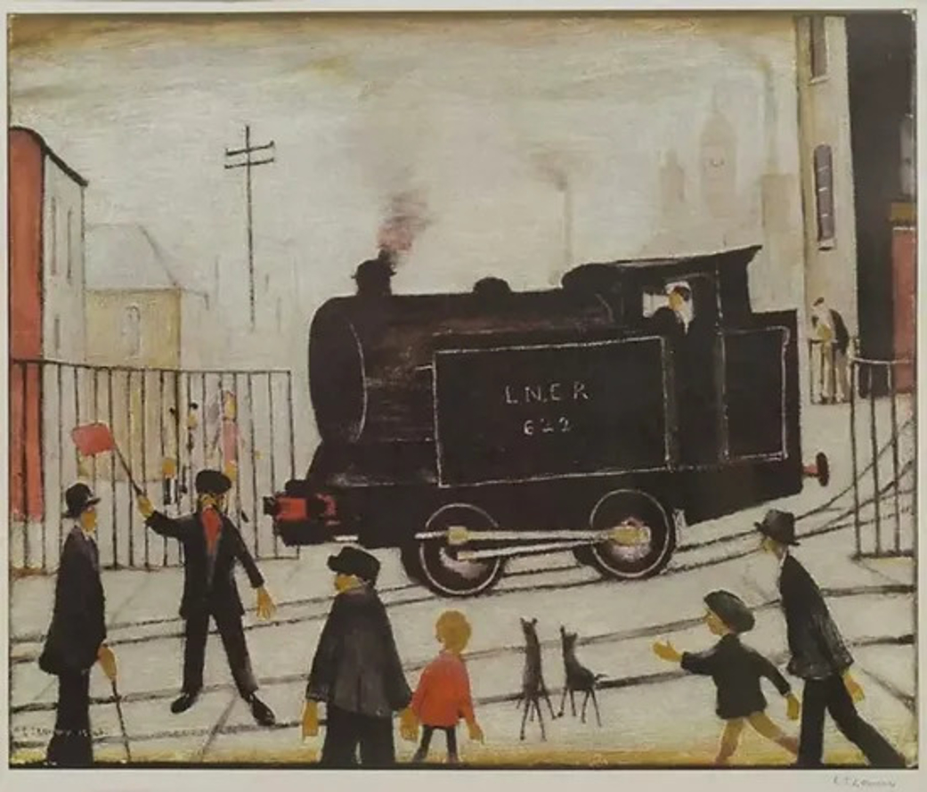 The Level Crossing With Train by L. S. Lowry