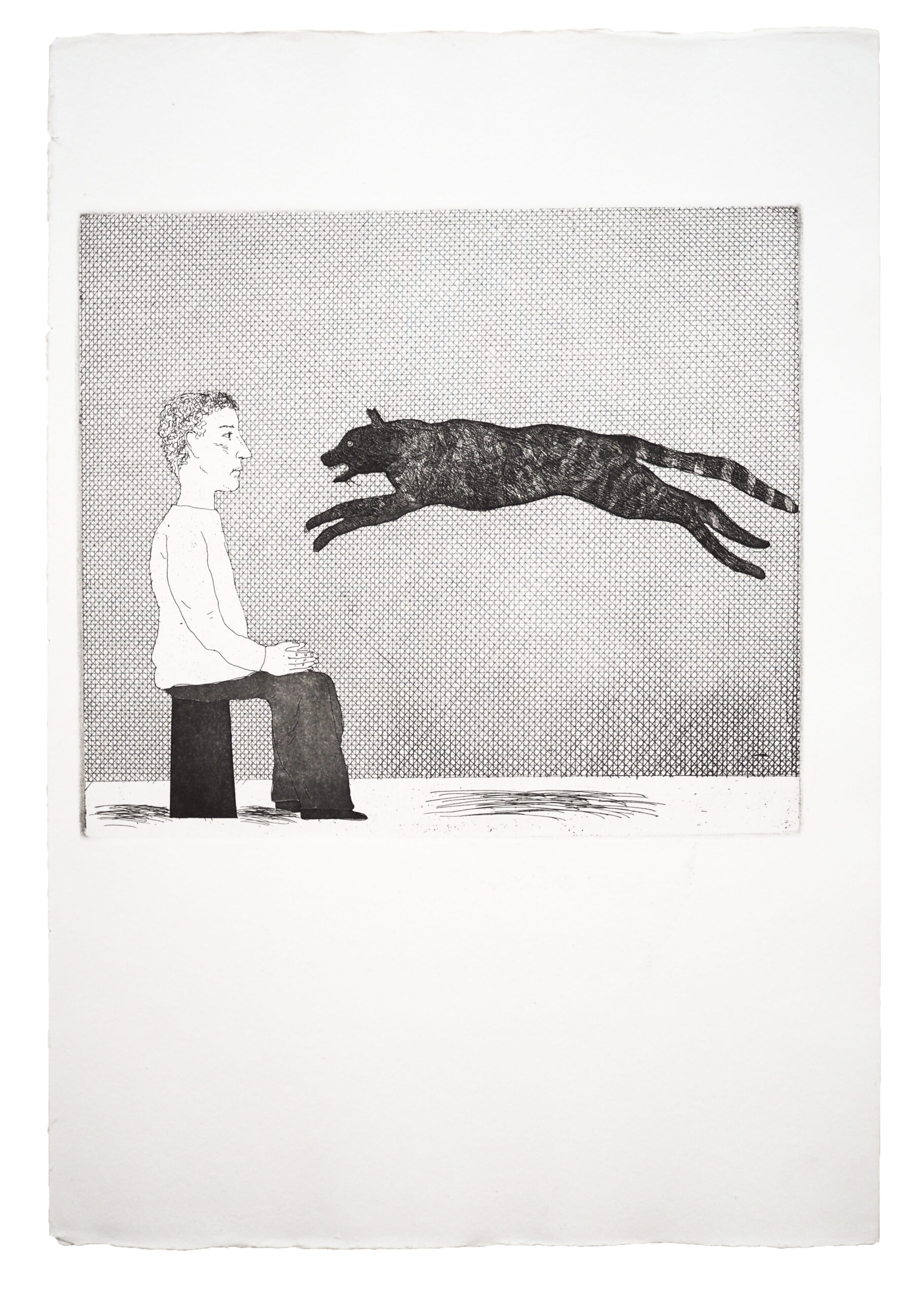 A Black Cat Leaping by David Hockney
