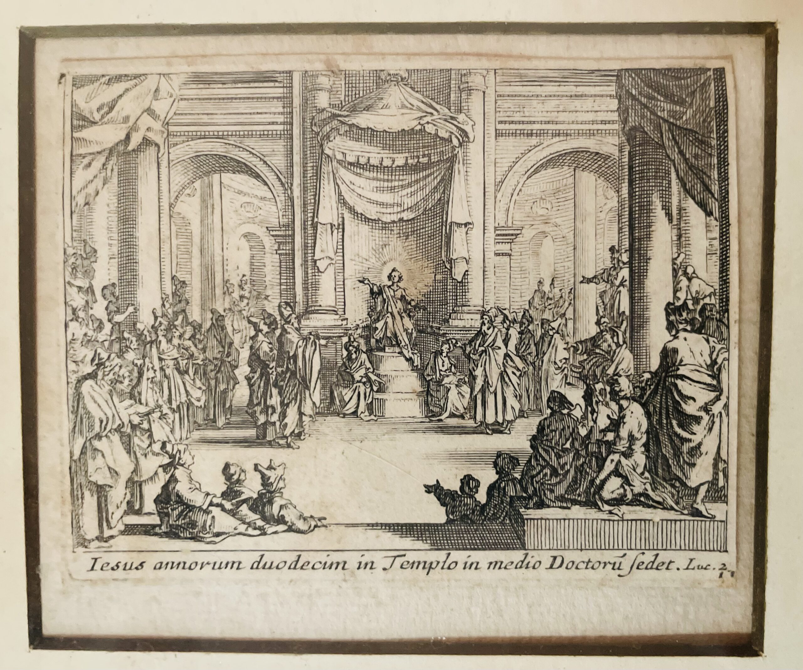 New Testament scene with Latin text by Jacques Callot