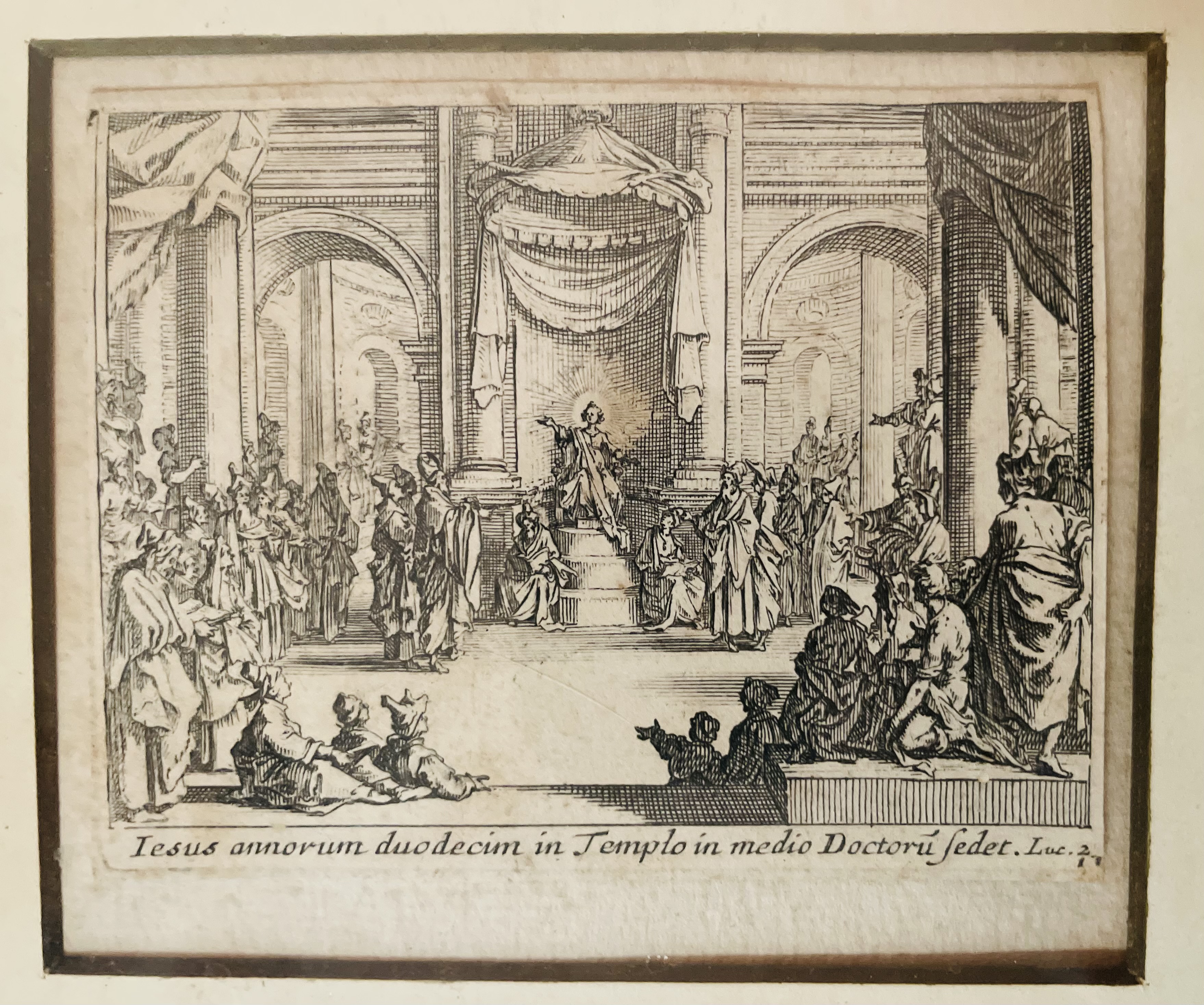 New Testament scene with Latin text by Jacques Callot