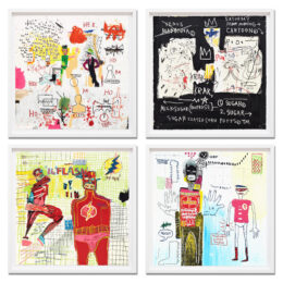 Superhero Portfolio (Riddle Me This, A Panel of Experts, Piano Lesson, and Flash In Naples) by Jean-Michel Basquiat at Taglialatella Galleries