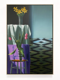 Interior with Two Table Cloths and Daffodils and Tulips by Bruce Cohen at Leslie Sacks Gallery