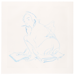 blue reading with back scratch by Dasha Shishkin at Flying Horse Editions