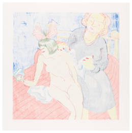 pale people on a red bed by Dasha Shishkin at Flying Horse Editions