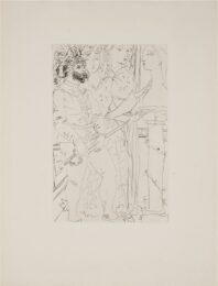 Aux trois acteurs (Suite Vollard 77) by Pablo Picasso at Sylvan Cole Gallery