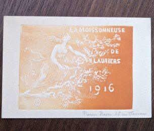 La moissonneuse de lauriers (greeting card for 1916) by Pierre Roche at Sylvan Cole Gallery