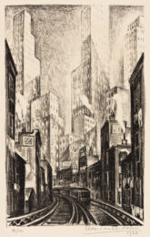 The El at Chatham Square by Adriaan Lubbers at Sylvan Cole Gallery