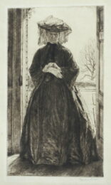 The Garden Door (portrait of Isabel Dacre in mourning dress) by Francis Dodd at Jan Johnson Old Master Modern Prints