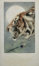 Tiger, Moon & Peacock Feather by Edward Julius Detmold at Editions Graphiques Ltd