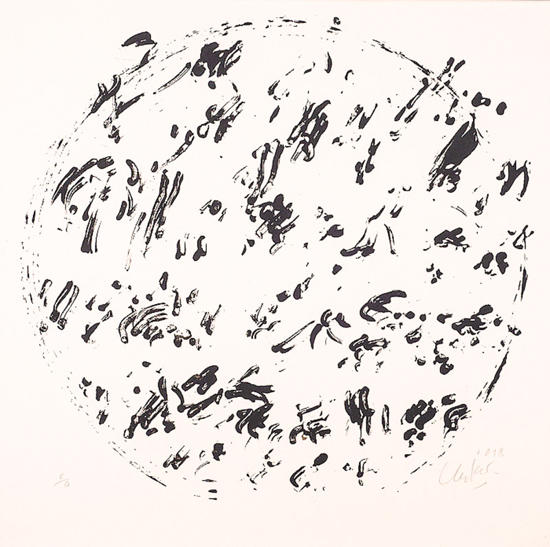 Ouroboros 2018 sw, 01 by Gunther Uecker