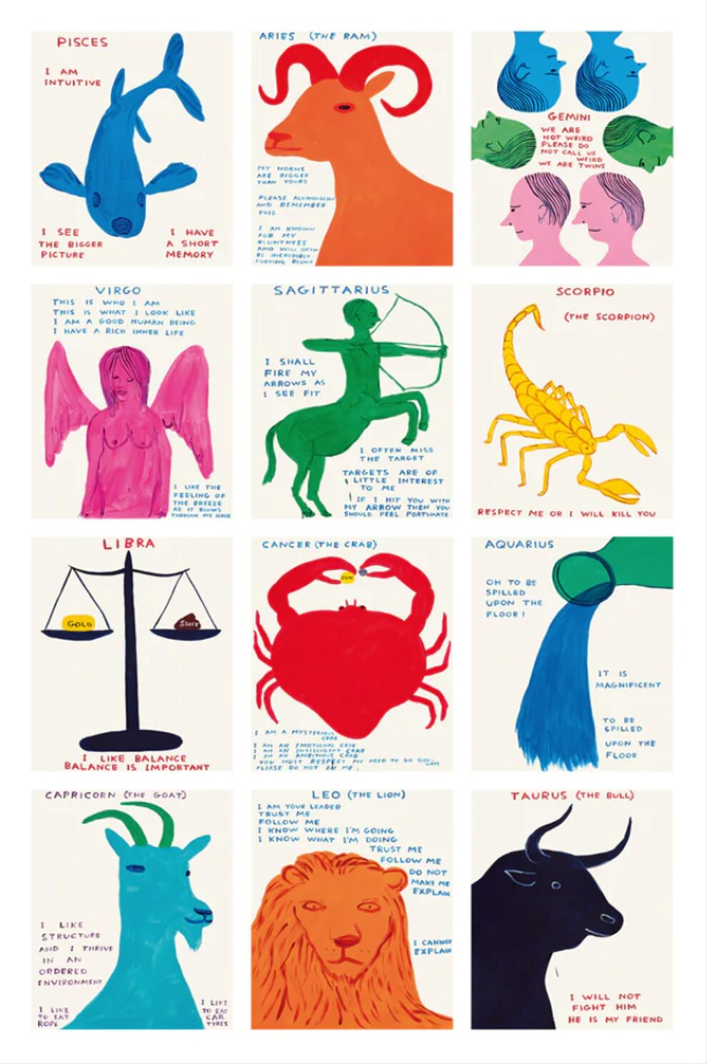 David Shrigley Signs of the Zodiac by David Shrigley