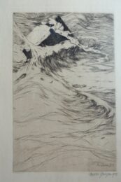 A bed tossed on stormy seas by Willi Geiger at Jan Johnson Old Master Modern Prints