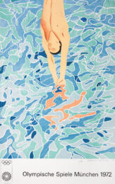 David Hockney Hand Signed 1972 Olympische Spiele Munchen, Munich Olympics from the edition of 200 by David Hockney at Clifton Gallery
