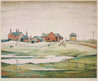 Lowry Landscape with Farm Buildings by L. S. Lowry at Clifton Gallery