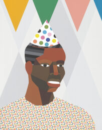 Party Guest (We Came to Party and Plan Series) by Derrick Adams at Leslie Sacks Gallery