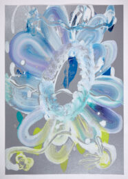 Wallflower Monotype (Blue/Citron/Silver) by Catherine Howe at Manneken Press (IFPDA)