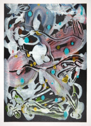 Wallflower Monotype (Blue/Rose/Lemon Shimmer Black No. 2) by Catherine Howe at Manneken Press (IFPDA)