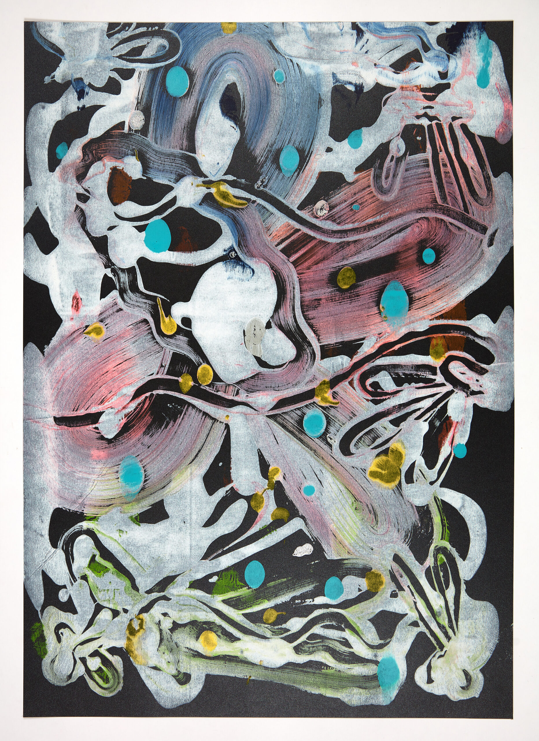 Wallflower Monotype (Blue/Rose/Lemon Shimmer Black No. 2) by Catherine Howe